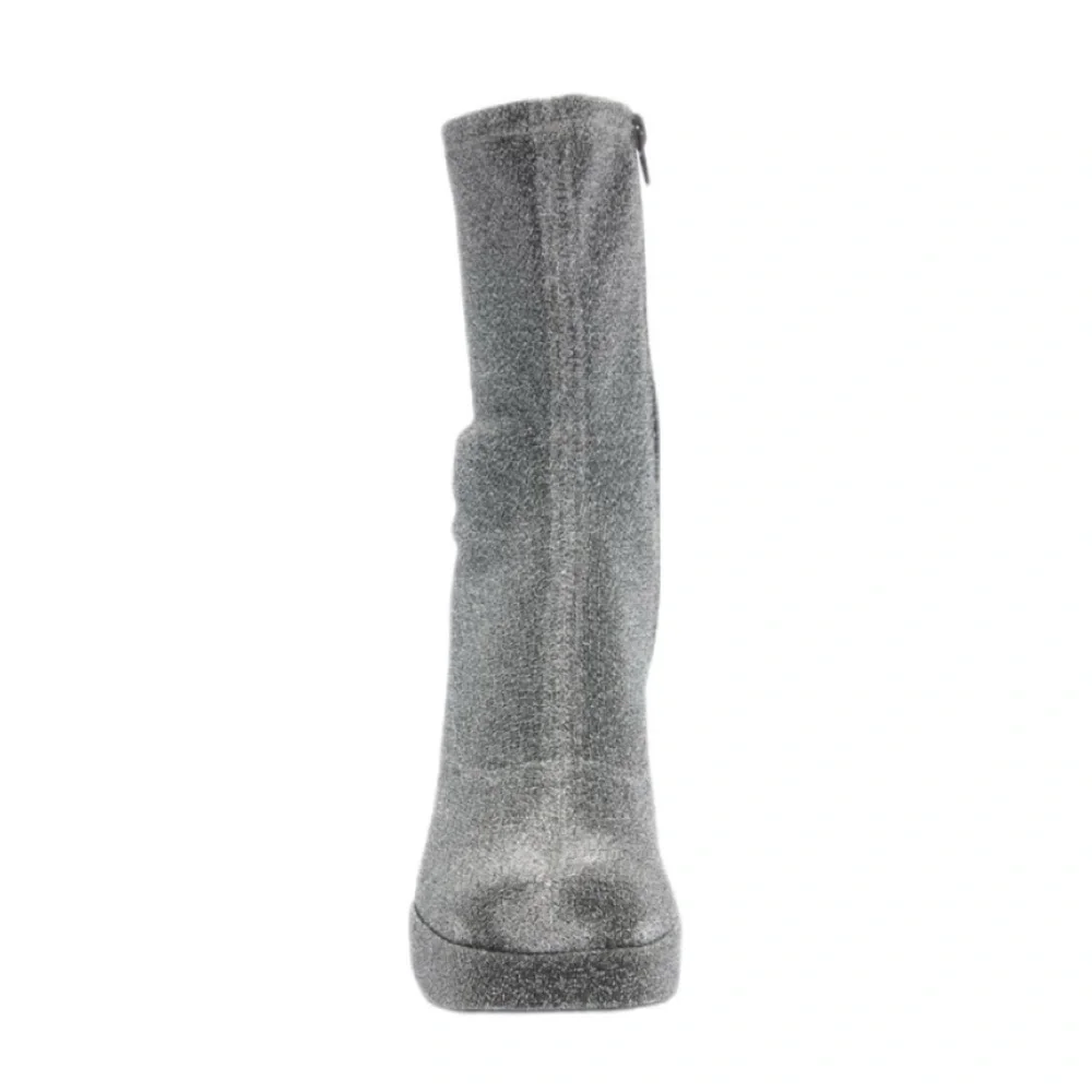 Abound Nordstrom Gray Ankle Boots Platform Block Heel Modern Stretch Boot NWT